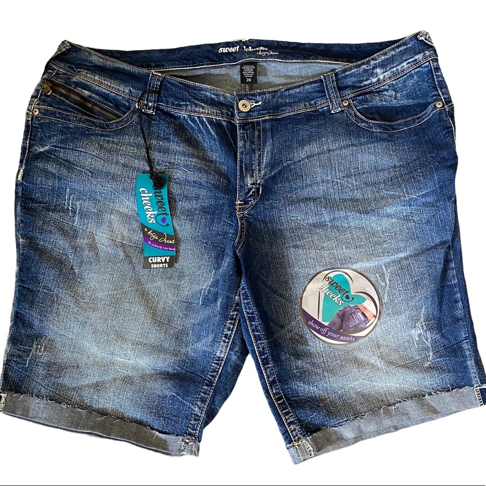 Women's Sweet Cheeks by Ariya Jeans Blue Curvy Shorts Size 24